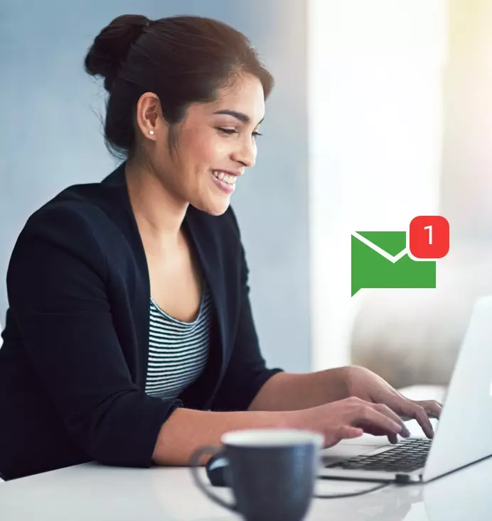 Woman working at a computer